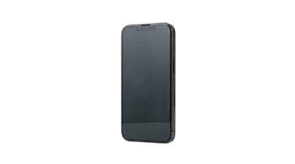 Naklejka premium modern black smartphone standing upright isolated on transparent background