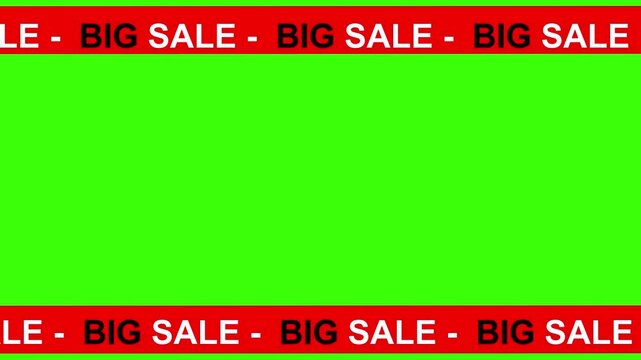 Neon green sale banner with bold white text repeating big sale message for retail advertising