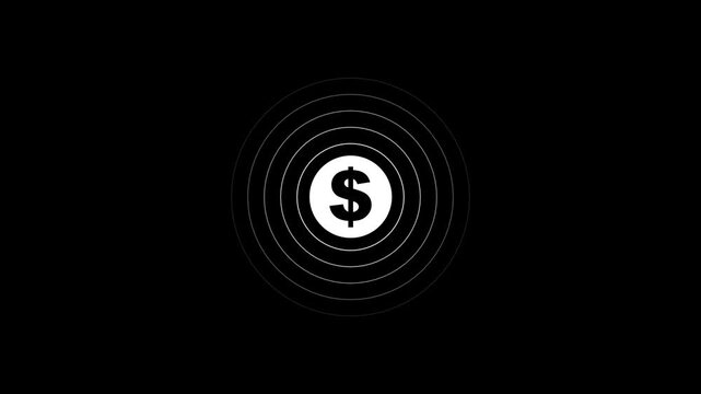 Minimalist spinning dollar sign symbol motion loop for financial branding and marketing