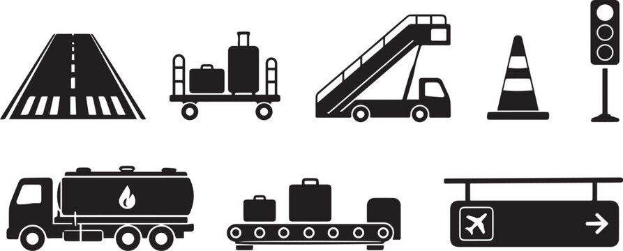 Road Construction Elements Set Highway Equipment Vehicles and Traffic Signs Collection
