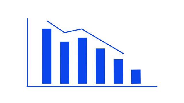Simple statistical curve animation template with downward sloping sign, investment loss