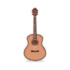 Naklejka premium Acoustic guitar illustration with six strings and wooden body