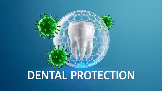 Dental Protection Concept With Tooth And Virus Shield