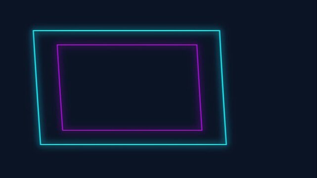 blue neon square frame