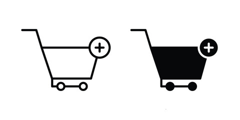 Add to cart icon set. Black vector symbols © Surya