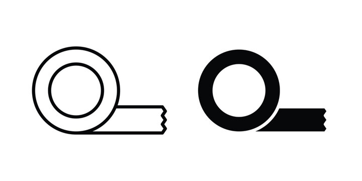 Adhesive tape icon set. Black vector symbols