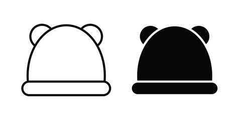 Fototapeta premium Baby hat icon set. Black vector symbols
