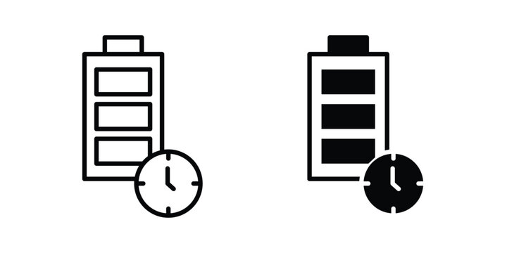 Battery life icon set. Black vector symbols
