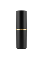 Obraz premium a sleek, matte black lipstick tube with a gold band in the center, isolated on a transparent background