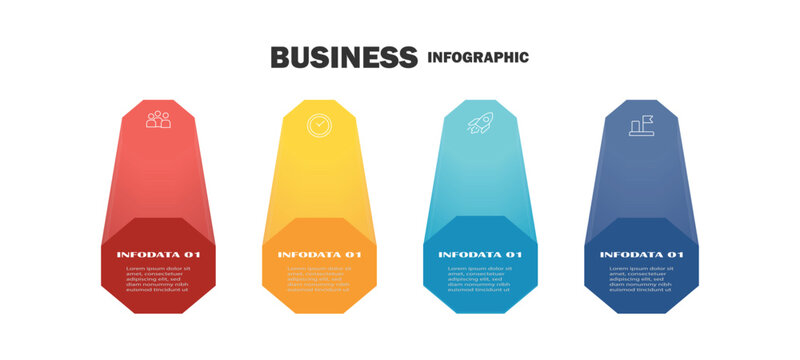 3D business infographic vector design with 4 successive steps. Timeline design for brochure, presentation. Infographic design layout, presentations banner, workflow.