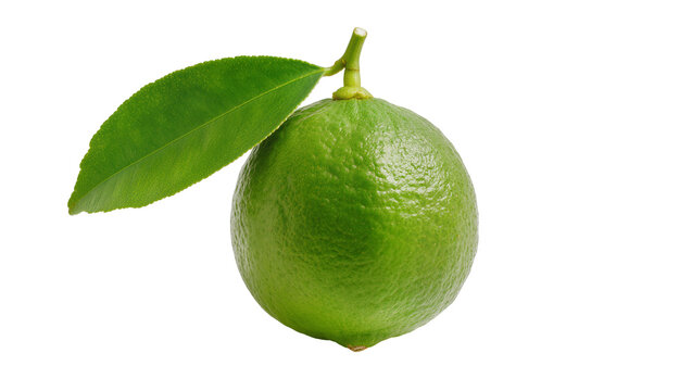 Fresh green Kaffir lime with leaf and stem