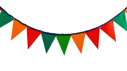 Obraz premium Colorful triangular pennant garland with dark blue rope