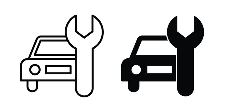 Car repair icon set. Black vector symbols