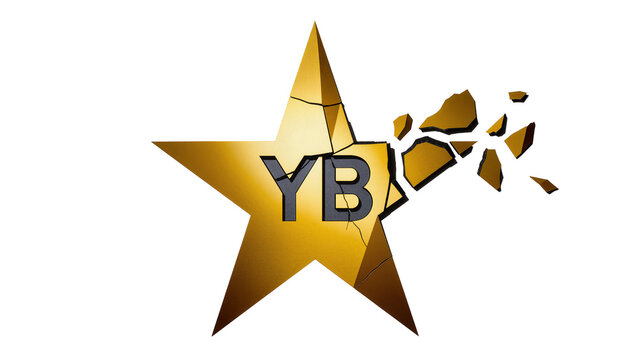 Golden Shattered Star with YB Letters and Broken Fragments