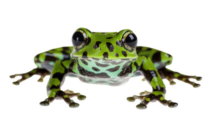 Obraz premium Vibrant Green Glass Frog with Black Spots and Textured Skin