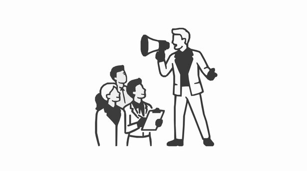 Kawaii Business Icon Set Featuring Silhouettes of Speaker, Presenter, and Group Discussion for Professional and Corporate Illustrations