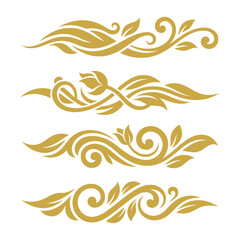 Fototapeta premium Luxury Gold Floral Divider Vector Set