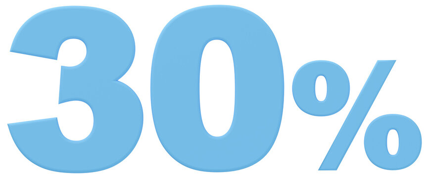3D素材_数字_30%_水色