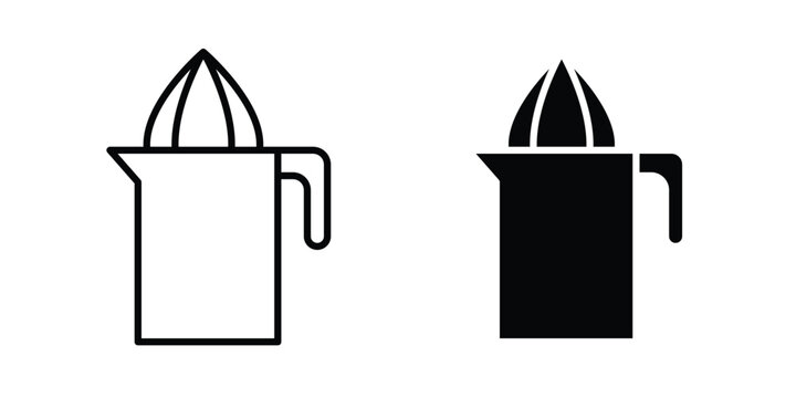 Juicer squeezer icon set. Black vector symbols