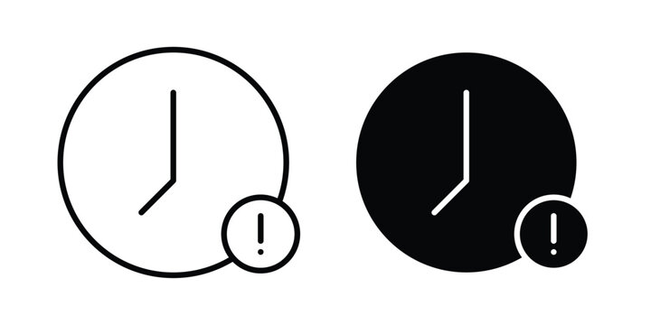 Late icon set. Black vector symbols