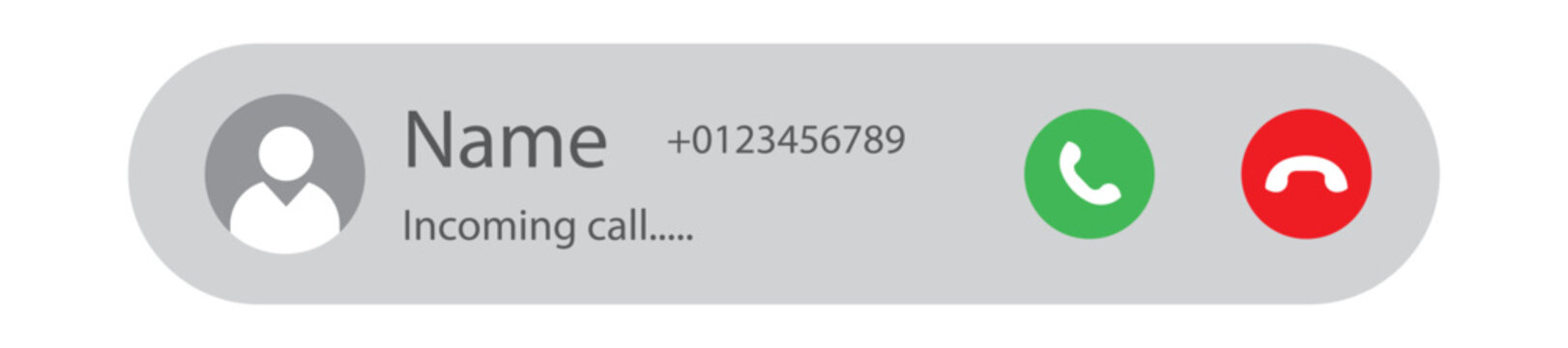 Incoming Call Alert Symbols. Phone call pop up icon. Calling notification graphic design. Mobile UI and app icons. Active Call Notification Icons