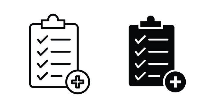 Medical history icon set. Black vector symbols