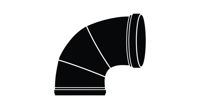 Industrial pipe elbow joint silhouette on a white background