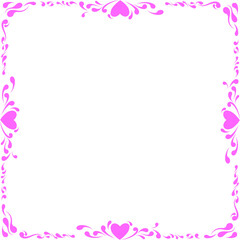 Obraz premium Pink Heart Frame Border Illustration Isolated on Transparent Background, perfect for Valentine's Day, wedding invitations, photo frames, and feminine designs. High-quality isolated PNG.