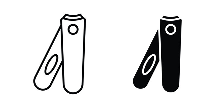 Nail clippers icon set. Black vector symbols
