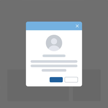 User profile login and registration form illustration with button and input fields