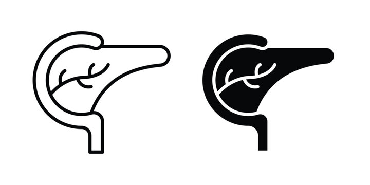 pancreas icon set. Black vector symbols