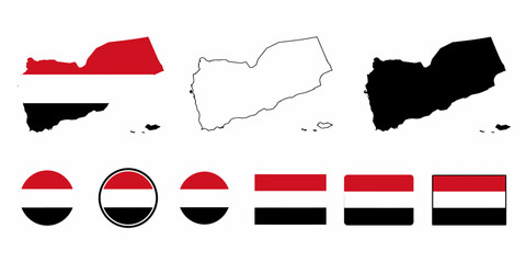 Fototapeta premium National symbols of Yemen featuring the country's map and flag variations
