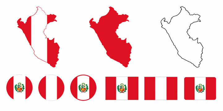 Peruvian flags and maps showcase various country symbols and icons on white background image-064.ai