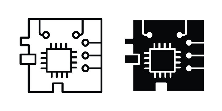 PCB icon set. Black vector symbols