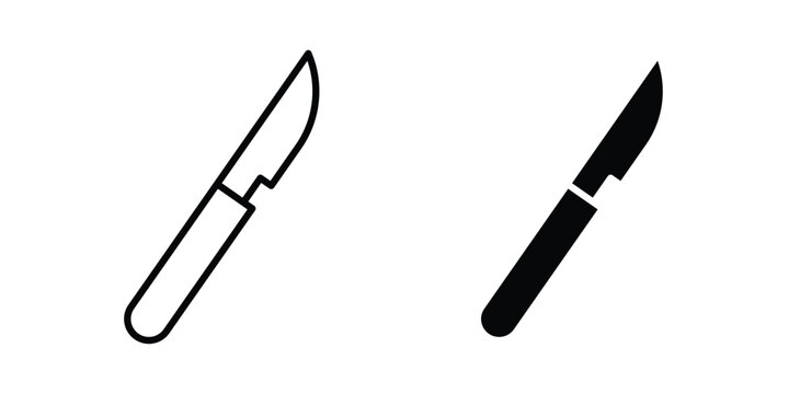 Scalpel icon set. Black vector symbols