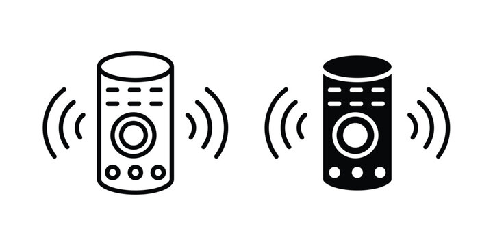 Smart speaker icon set. Black vector symbols