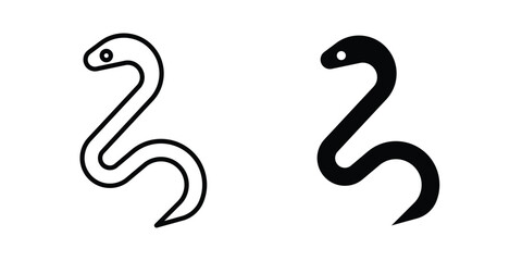 Fototapeta premium Snake icon set. Black vector symbols