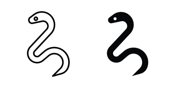 Snake icon set. Black vector symbols