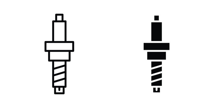 Spark plug icon set. Black vector symbols