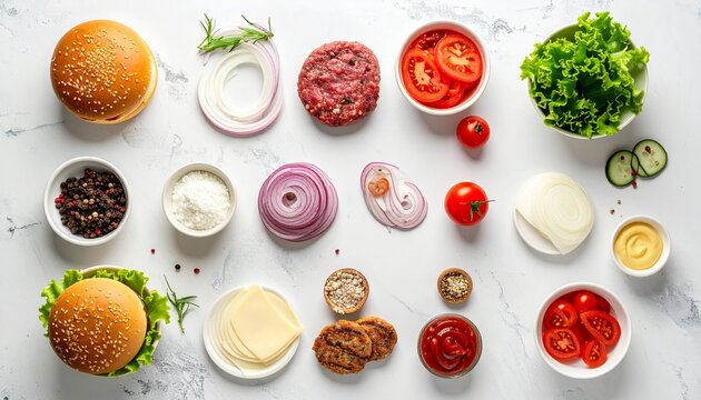 Burger Zutaten Flatlay modern
