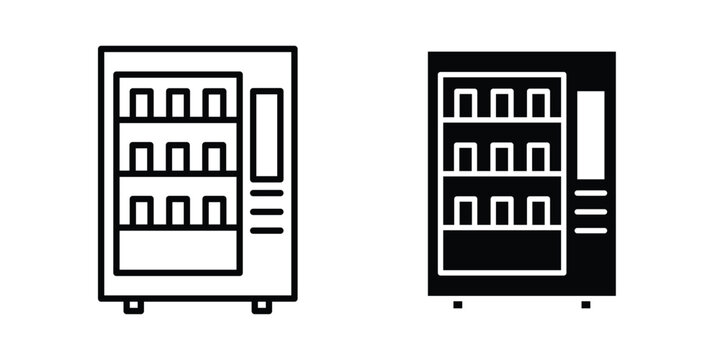Vending machine icon set. Black vector symbols