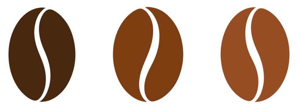 coffee bean icon set brown roasted beans