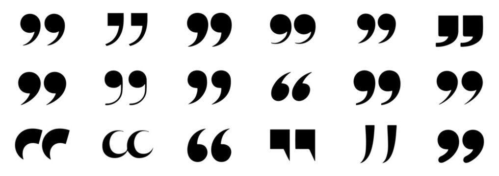 quote mark icon set speech bubble quotation