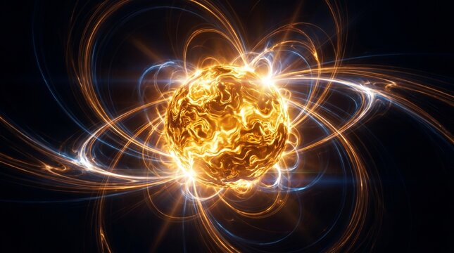 Future fusion energy core: cinematic slow motion of a pulsating golden plasma sphere.