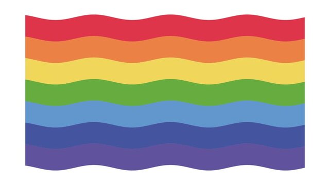 Abstract wavy rainbow color lines animation background, vibrant smooth curves flowing horizontally across screen, looping motion graphic footage.