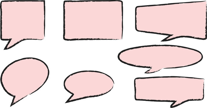 Vintage pink speech bubble vector set with cute retro labels and decorative frames