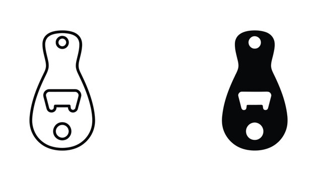 Bottle opener tool icon in dual minimalist styles featuring classic handle shape for barware and kitchen utility branding or hospitality industry graphic design assets and beverage service branding