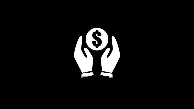 Savings and money icon, save money concept animation. saving concept hand holding dollar coin.