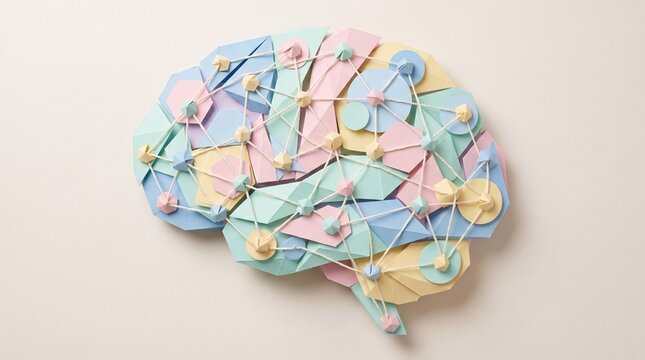 Papercraft Artificial Intelligence Neural Network Concept