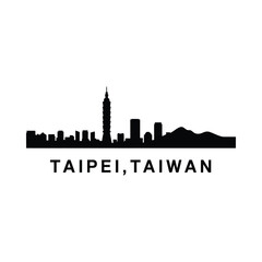 Obraz premium Taipei Taiwan Skyline Silhouette on White Background